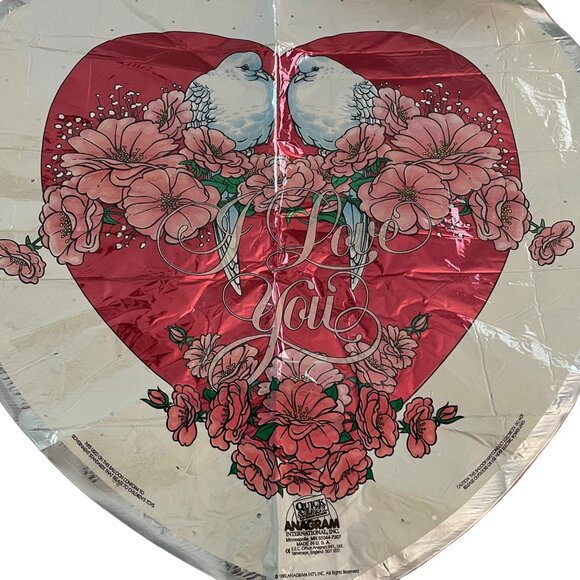 I love you vintage anagram 20.5 inches 1992 mylar balloon foil White Doves Paint - Picture 2 of 9